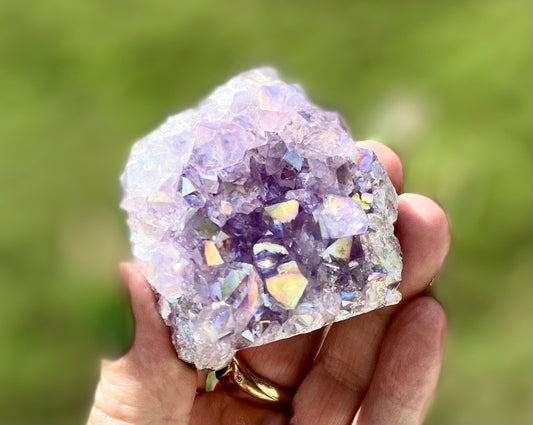 Pearl Amethyst Angel Aura Quartz Cluster Standing