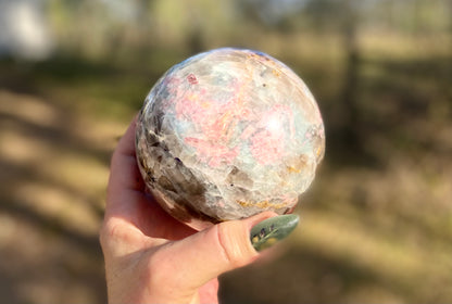 Unicorn Sphere with Lepidolite & Pink Tourmaline Madagascar 1417 g