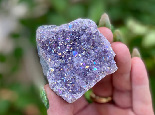 Pearl Amethyst Angel Aura Quartz Cluster Standing