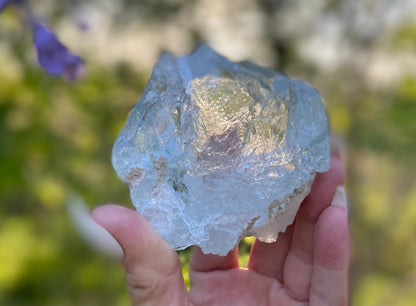 Etched Aquamarine Naturally Double Terminated Rainbow Inclusions Museum Grade  1935 Carats