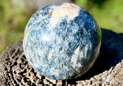 Sparkly Blue/touch of Green Kyanite and Mica Sphere