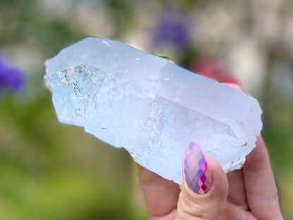 Double Terminated Aquamarine Natural Point Wand with Pleiadian Starbrary Glyphs Museum Grade
