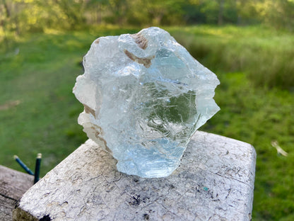 Etched Aquamarine Naturally Double Terminated Rainbow Inclusions Museum Grade  1935 Carats