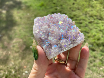 Pearl Amethyst Angel Aura Quartz Cluster Standing