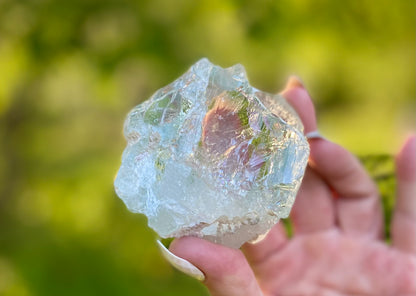 Etched Aquamarine Naturally Double Terminated Rainbow Inclusions Museum Grade  1935 Carats