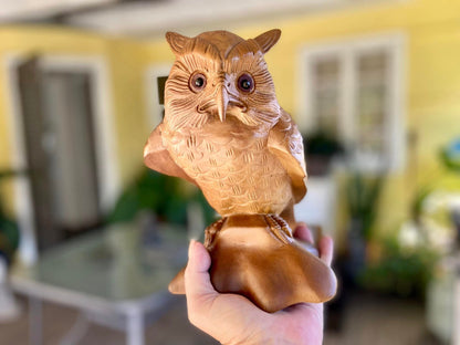 Teak Owl Hand Carved