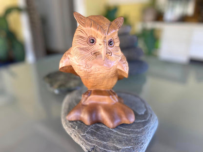 Teak Owl Hand Carved