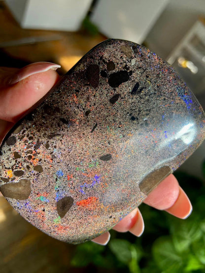 Magnificent Large Australian Rainbow Andamooka Treated Opal Slab