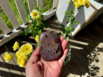 Magnificent Large Australian Rainbow Andamooka Treated Opal Slab
