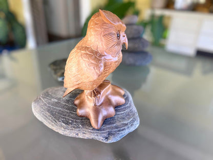 Teak Owl Hand Carved