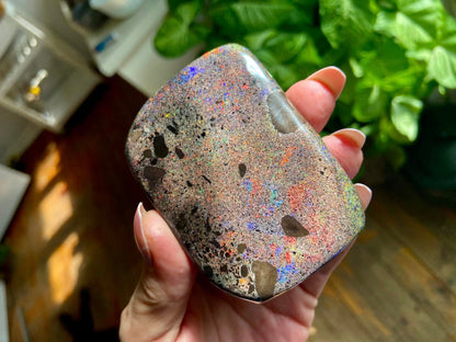 Magnificent Large Australian Rainbow Andamooka Treated Opal Slab