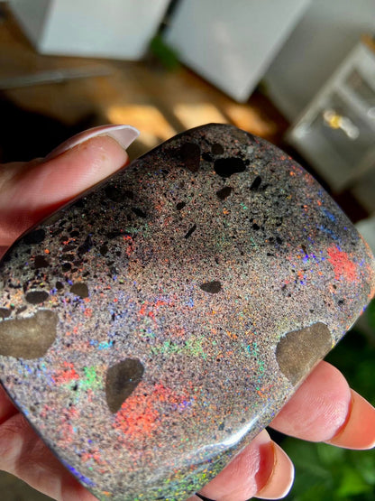 Magnificent Large Australian Rainbow Andamooka Treated Opal Slab