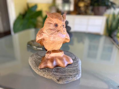 Teak Owl Hand Carved