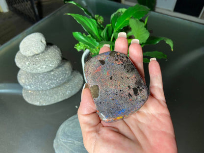 Magnificent Large Australian Rainbow Andamooka Treated Opal Slab
