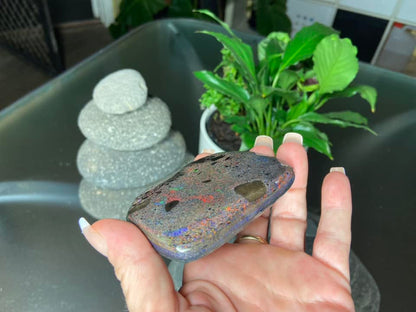 Magnificent Large Australian Rainbow Andamooka Treated Opal Slab