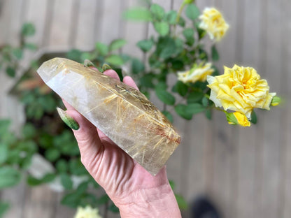 Rutile Quartz with Hematite Rutile Stars Polished Freeform