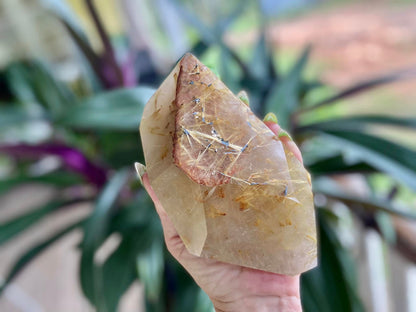 Rutile Quartz with Hematite Rutile Stars Polished Freeform