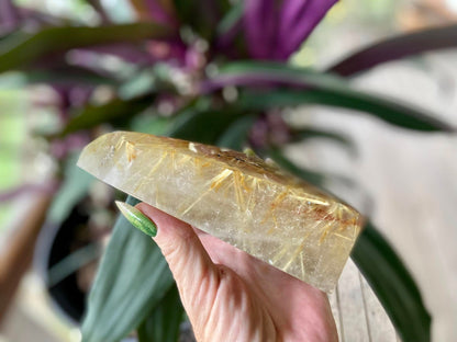 Rutile Quartz with Hematite Rutile Stars Polished Freeform