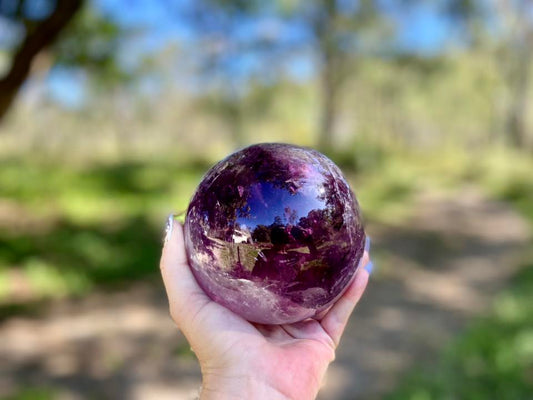 Trapiche Amethyst Sphere with Large Rainbow | Finger Prints | Crown Chakra | Rare Collectors Crystal from Brazil 2317 Grams