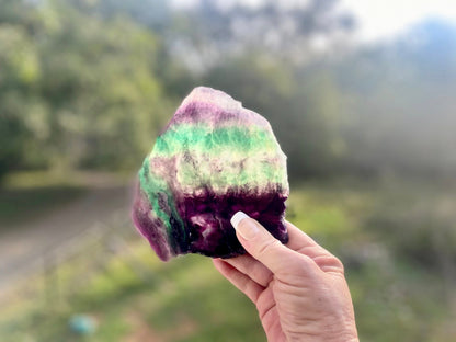 Rainbow Fluorite Crystal Rainbow Fluorite Slab | Intuition + Clarity + Balance | Third Eye Chakra | 510 Grams