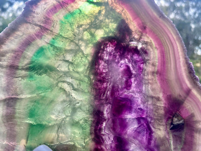Rainbow Fluorite Crystal Rainbow Fluorite Slab | Intuition + Clarity + Balance | Third Eye Chakra | 919 Grams