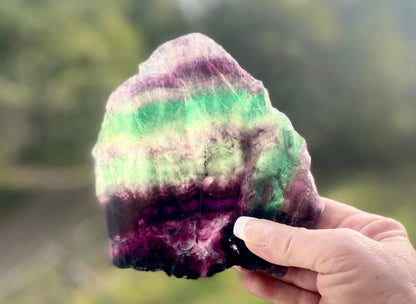 Rainbow Fluorite Crystal Rainbow Fluorite Slab | Intuition + Clarity + Balance | Third Eye Chakra | 510 Grams