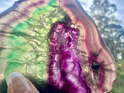 Rainbow Fluorite Crystal Rainbow Fluorite Slab | Intuition + Clarity + Balance | Third Eye Chakra | 919 Grams