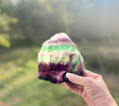 Rainbow Fluorite Crystal Rainbow Fluorite Slab | Intuition + Clarity + Balance | Third Eye Chakra | 510 Grams