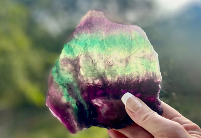 Rainbow Fluorite Crystal Rainbow Fluorite Slab | Intuition + Clarity + Balance | Third Eye Chakra | 510 Grams