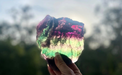 Rainbow Fluorite Crystal Rainbow Fluorite Slab | Intuition + Clarity + Balance | Third Eye Chakra | 510 Grams