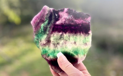 Rainbow Fluorite Crystal Rainbow Fluorite Slab | Intuition + Clarity + Balance | Third Eye Chakra | 510 Grams
