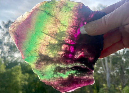 Rainbow Fluorite Crystal Rainbow Fluorite Slab | Intuition + Clarity + Balance | Third Eye Chakra | 510 Grams