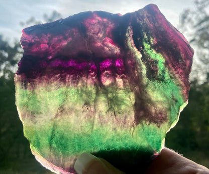 Rainbow Fluorite Crystal Rainbow Fluorite Slab | Intuition + Clarity + Balance | Third Eye Chakra | 510 Grams
