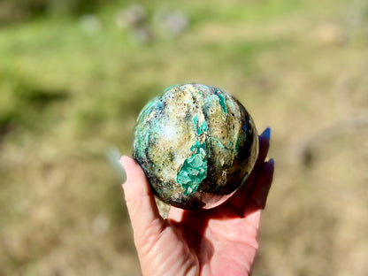 Chrysocolla and Malachite Sphere