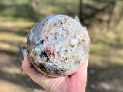 Unicorn Sphere with Lepidolite & Pink Tourmaline Madagascar 1417 g