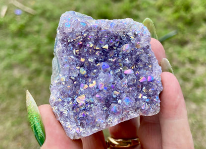 Pearl Amethyst Angel Aura Quartz Cluster Standing