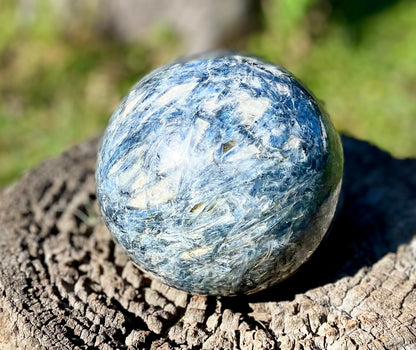 Sparkly Blue/touch of Green Kyanite and Mica Sphere