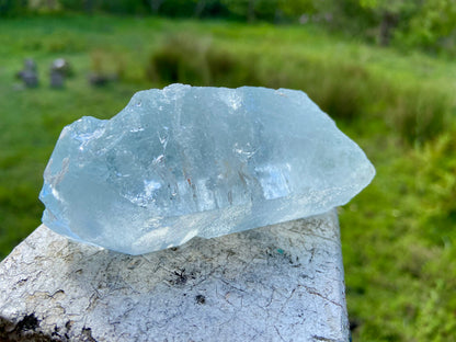 Double Terminated Aquamarine Natural Point Wand with Pleiadian Starbrary Glyphs Museum Grade