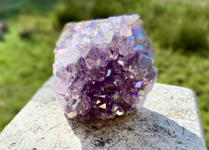 Pearl Amethyst Angel Aura Quartz Cluster Standing