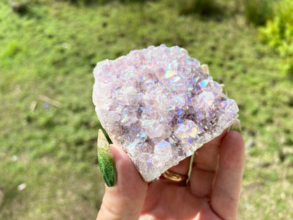Pearl Amethyst Angel Aura Quartz Cluster Standing