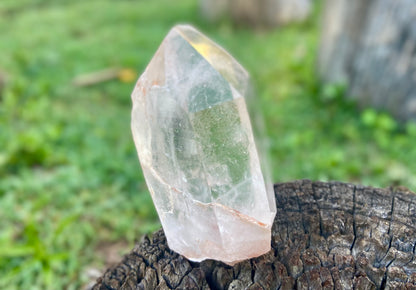 Natural Self Healed Tangerine Quartz with Lemurian Striations and Lightening Strike Collectors Crystal