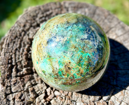Chrysocolla and Malachite Sphere
