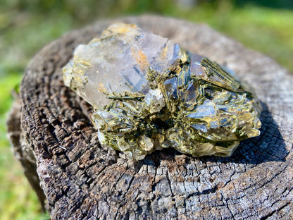 Epidote Lemurian Seed Cluster Double Terminated Cathedral Record Keeper Energetic Library