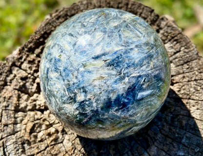 Sparkly Blue/touch of Green Kyanite and Mica Sphere