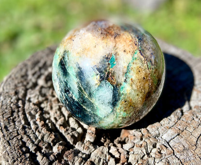 Chrysocolla and Malachite Sphere