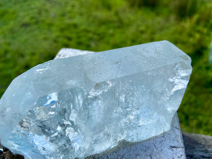 Double Terminated Aquamarine Natural Point Wand with Pleiadian Starbrary Glyphs Museum Grade