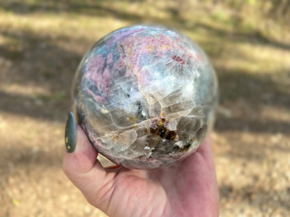 Unicorn Sphere with Lepidolite & Pink Tourmaline Madagascar 1417 g