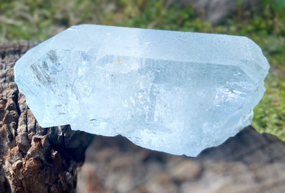 Double Terminated Aquamarine Natural Point Wand with Pleiadian Starbrary Glyphs Museum Grade