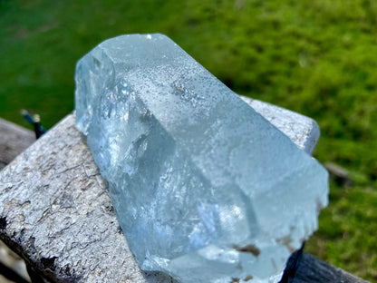 Double Terminated Aquamarine Natural Point Wand with Pleiadian Starbrary Glyphs Museum Grade