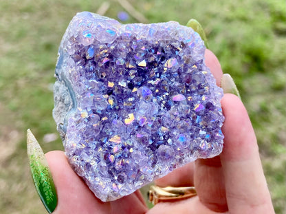 Pearl Amethyst Angel Aura Quartz Cluster Standing